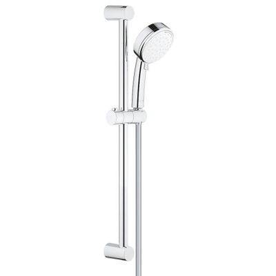 GROHE New Tempesta Cosmopolitan 100 Ensemble barre de douche - 60cm - douchette à main ronde - 2 jets - flexible de douche lisse - chrome/blanc