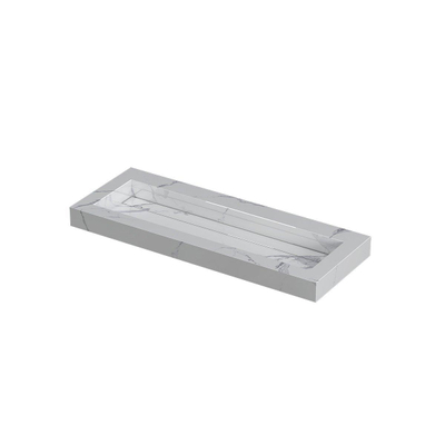 INK Pitch wastafel - 120x45x9cm - 1 wasbak - 0 kraangaten - zonder drain keramiek Statuario glans - OUTLET UDEN