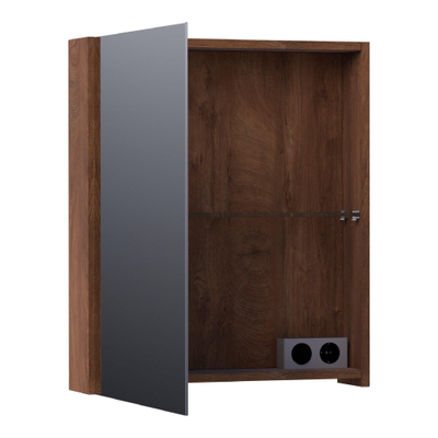 BRAUER Impress armoire de toilette – 59 x 70 x 15 cm – ouverture à gauche, porte-miroir double face – Forest Cacao