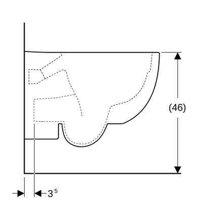Geberit Sestra wandcloset 53cm rimfree verhoogd wit