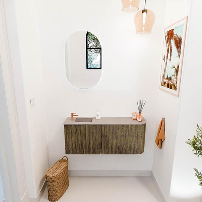 Mondiaz JOYA-DLUX 101.6cm toiletmeubel - ronding rechts kleur Dusk - Wastafel FAYE positie Links 1 kraangat kleur Saba.