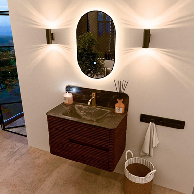 Mondiaz CIRO-DLUX Badkamermeubelset - 80x45x50cm - Solid surface wastafel Lava - 1 wasbak Midden - 1 kraangat - 2 lades - Ruby