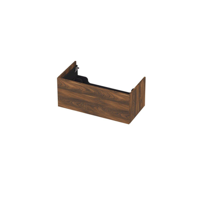 INK Wastafelonderkast - 90x45x37.6cm - 1 lade - push to open - met recht opdekfront - MFC - Noten