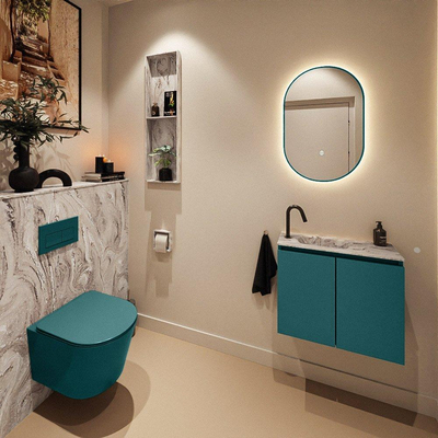 MONDIAZ TURE-DLUX Meuble de toilettes 60cm Smag. EDEN lavabo Glace position gauche. Avec 1 trou de robinet.