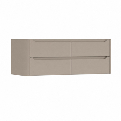 H&R Badmeubelen Juice Wastafelonderkast - 140x45x50cm - linkerhoek afgerond - 4 lades - geïntegreerde greep - Olive