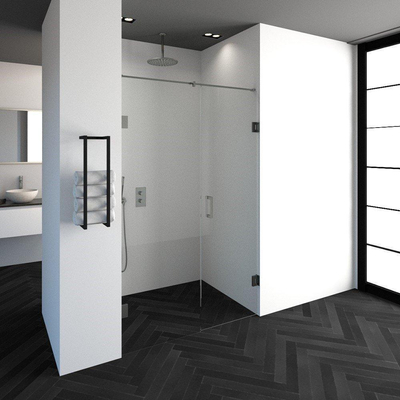 BRAUER Void nisdeur 2-delig helder glas 130x200 omkeerbaar met draaideur 60 aan muur incl. glascoating PVD RVS-kleurig