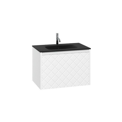 Crosswater Vergo ensemble de meubles de salle de bain - 69.8x47.6x45.5cm - 1 lavabo verre - noir 1 tiroir - blanc mat
