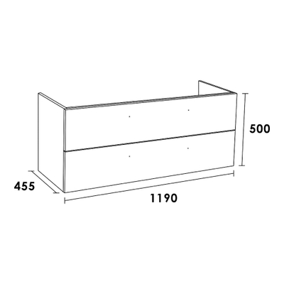 BRAUER EX Meuble sous vasque 119x45.5x50cm 2 tiroirs 1 espace siphon poignée standard MFC Almond