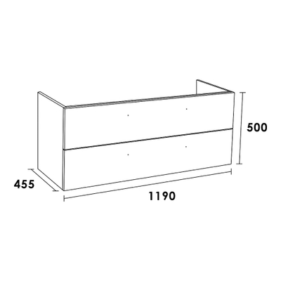 BRAUER EX Meuble sous vasque 119x45.5x50cm 2 tiroirs 2 espaces siphon poignée standard MFC Almond