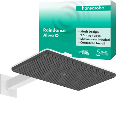 Hansgrohe Raindance alive hoofddouche 210/340 2 jet wand mat wit
