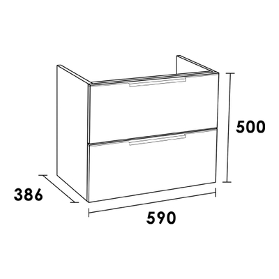 BRAUER EVO Petit Meuble Sous Lavabo - 60x39x50cm - 2 tiroirs softclose - poignée standard - 1 découpe pour siphon - MFC - gris Canyon