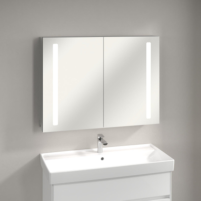 Villeroy & Boch My view Armoire miroir avec deux portes et éclairage LED intégré vertical 100x75x17.3cm