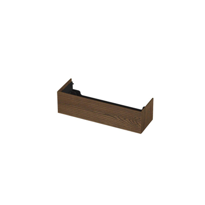 INK Wastafelonderkast - 140x45x37.6cm - 1 lade - push to open - horizontaal gefreesd - Eiken - Chocolate
