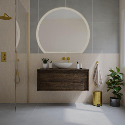 Saniclass Holz Frame Meuble sous lavabo de salle de bains - 100x45x40cm - 1 tiroir - Chêne charcoal