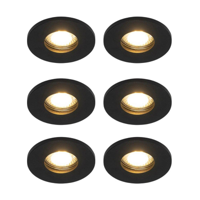 QAZQA Shed Spot encastrable - set de 6 - 8,5x8,5cm - IP54 - rond - noir mat