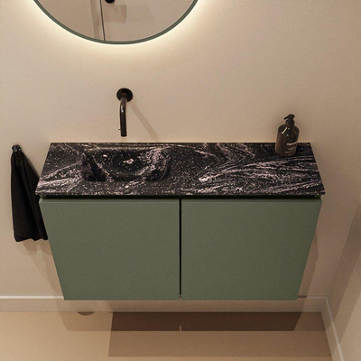 MONDIAZ TURE-DLUX 80cm toiletmeubel Army. EDEN wastafel Lava positie links. Zonder kraangat.