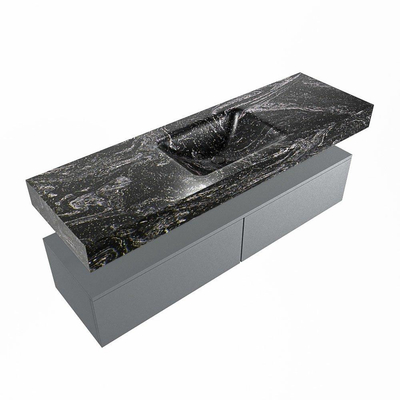 Mondiaz ALAN-DLUX Ensemble de meuble - 150cm - meuble Plata mat - 2 tiroirs - Lavabo Cloud Lava suspendu - vasque Centre - 0 trous de robinet