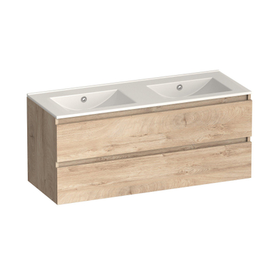 Brauer Core Series badkamermeubelset - 120x45x52cm - wastafel Frost - forest wheat