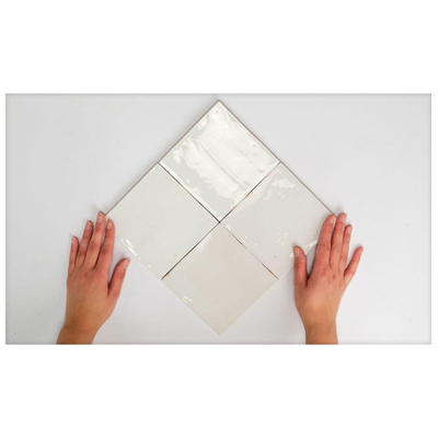 Vtwonen Craft wandtegel - 12x12cm - 12mm - vierkant - friese witjes - glans egg wit