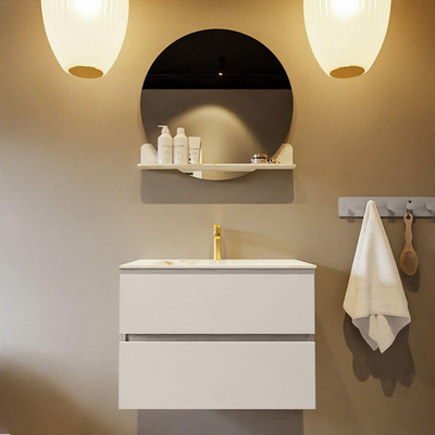 Mondiaz VICA-DLUX Ensemble de meuble de salle de bain - 70cm - meuble sous-vasque lin - 2 tiroirs - lavabo encastrée nuage milieu - 1 trou de robinet - version haute de 60cm - frape