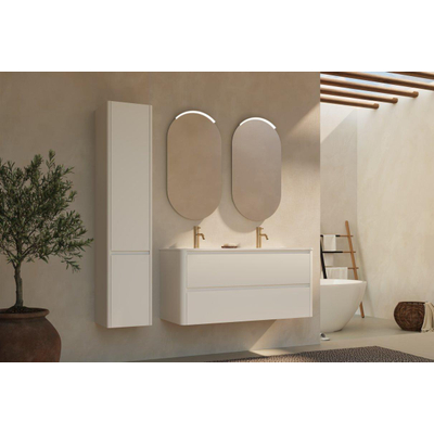 Thebalux Sunny Ensemble meuble de salle de bains - 122x46x57cm - lavabo - céramique - 2 trous de robinet - blanc brillant - meuble bas - 2 tiroirs - sans poignées - placage bois - Ibiza White (blanc)