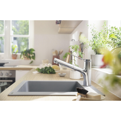 Hansgrohe Zesis M33 Robinet de cuisine - 15 cm - mono-commande - douchette extractible - 2 jets - chrome