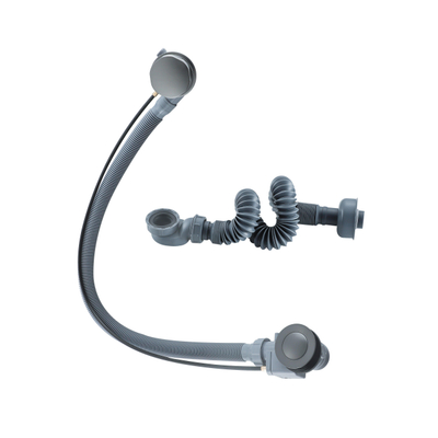 Fortifura Calvi badafvoer - opbouw - draaibediening - met vulfunctie - verlengde afvoer - geborsteld gunmetal (antraciet)