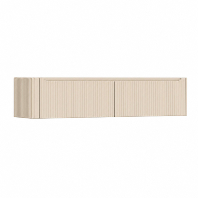 H&R Badmeubelen Juice Wastafelonderkast - 180x45x40cm - linkerhoek afgerond - 2 lades - geïntegreerde greep - Merino