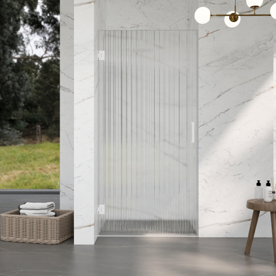 Fortifura Galeria Douchedeur - 90x200cm - 8mm - veiligheidsglas - ribbel - scharnieren - deurgreep - helder - mat helder glas (wit)