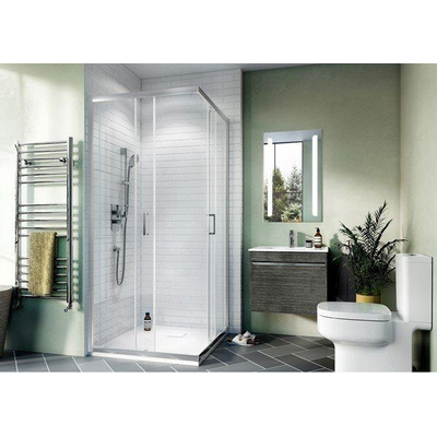 Crosswater Kai Cabine de douche - 90x90x190cm - avec 2 portes coulissantes - verre de sécurité 6mm - aluminium argenté