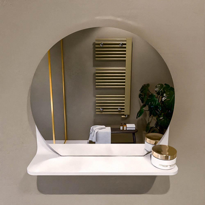 Mondiaz SPOT miroir – Ø 40 cm – avec tablette – Talc (blanc)