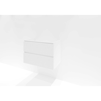 Hr badmeubelen infinity meuble de lavabo 80x44,8x55cm façade 3d 2 tiroirs sans poignée blanc mat
