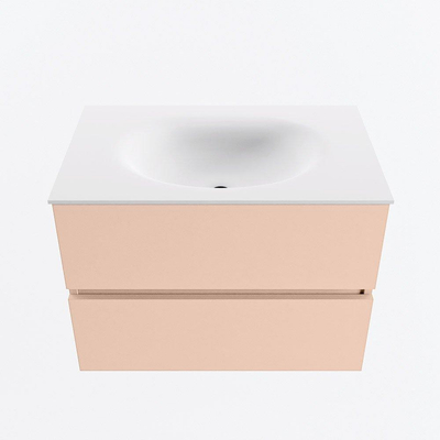 MONDIAZ VICA Badkamermeubelset - 70cm - onderkast rosee- 2 lades - wastafel moon midden - zonder kraangaten - 60cm hoge versie - talc