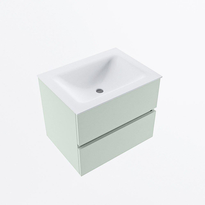 Mondiaz VICA Ensemble de meuble de salle de bain - 60cm - meuble sous-vasque greey - 2 tiroirs - lavabo cloud milieu - 1 trou de robinet - version haute de 60cm - talc