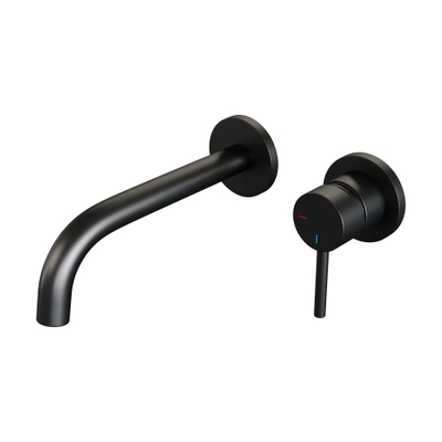 BRAUER Black Edition Wastafelmengkraan inbouw - gebogen uitloop links - hendel lang smal - inclusief inbouwdeel - model A 1 - mat zwart