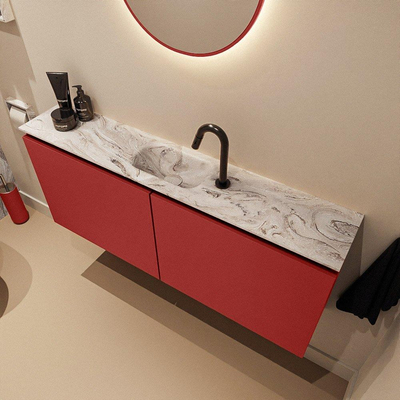 MONDIAZ TURE-DLUX 120cm toiletmeubel Fire. EDEN wastafel Glace positie midden. Met 1 kraangat.