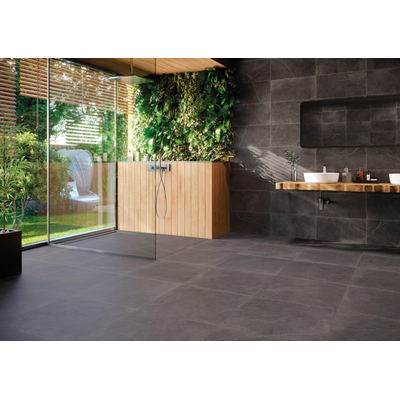 ÉCHANTILLON Terravito Allino carreau mural et de sol - 60x60cm - rectifié - Aspect béton - Noir mat (noir)