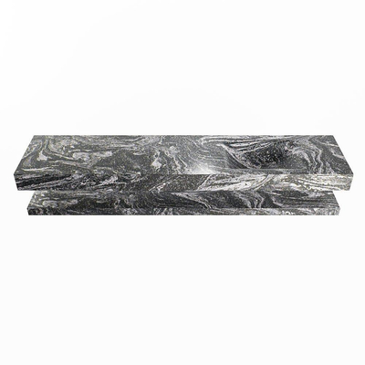 MONDIAZ ALAN - DLUX Badkamermeubelset - 200cm - planchet - Lava - vrijhangende wastafel - wasbak rechts - 0 kraangaten - Lava