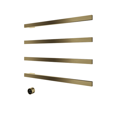 Hotbath &MORE Handdoekradiator - 80x76cm - vierkant - 4 stangen - horizontaal - met schakelaar - geborsteld messing PVD