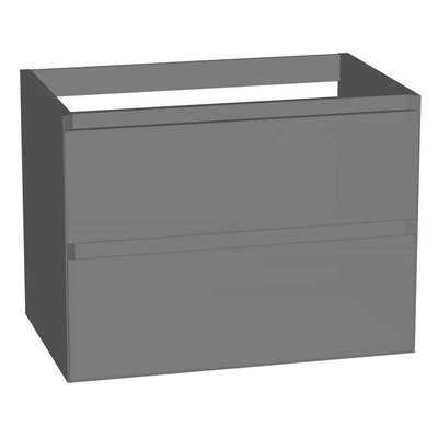 INK Wastafelonderkast - 70x45x52cm - 2 lades - greeploos - MDF lak - Mat grijs