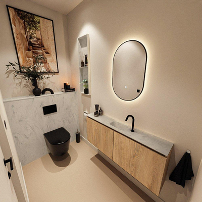 MONDIAZ TURE-DLUX 120cm toiletmeubel Washed Oak. EDEN wastafel Opalo positie midden. Met 1 kraangat.