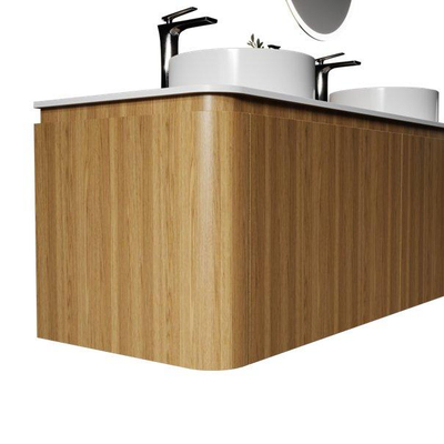 Saniclass Terra Wastafelonderkast - 140cm - 4 lades - afgeronde hoeken - sandwood (Licht eiken)