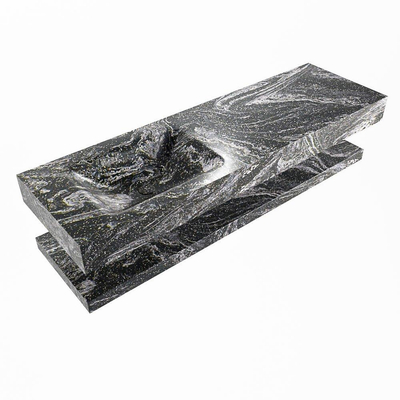 MONDIAZ ALAN - DLUX Badkamermeubelset - 150cm - planchet - Lava - vrijhangende wastafel - wasbak links - 1 kraangat - Lava