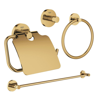 Grohe Essentials Accessoireset 4-delig - handdoekring - handdoekhouder - handdoekhaak - toiletrolhouder met klep - cool sunrise (goud)