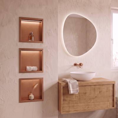 Fortifura Galeria Niche encastrée - 30x30x7cm - éclairage LED - cuivre brossé