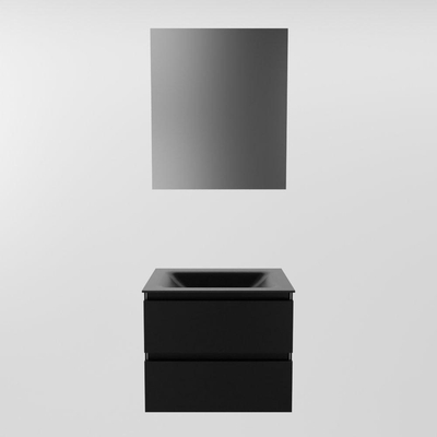 Mondiaz Aivy badmeubelset - 60x45x50cm - 0 kraangaten - 1 wasbak urban Solid surface - Midden - 2 lades - Met spiegel - MDF Urban