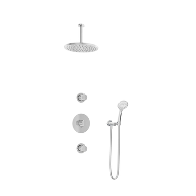 Hotbath Buddy IBS1 Regendoucheset - 2 stopkranen - 15cm plafondarm - 30cm ronde hoofddouche - 3 standen handdouche - hoogglans chroom