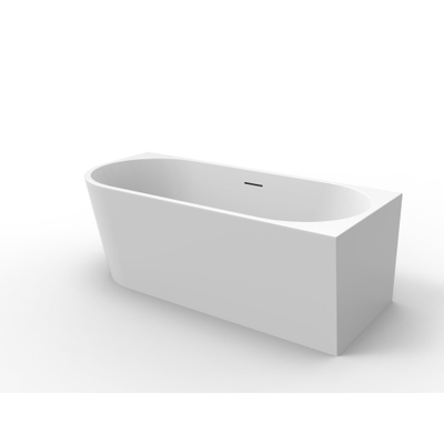 ZEZA Grand Baignoire semi-îlot d'angle - droite - 180x80x58cm - avec une bonde- acrylique - blanc brillant
