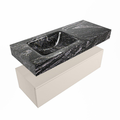 Mondiaz ALAN-DLUX Ensemble de meuble - 110cm - meuble Linen mat - 1 tiroir - Lavabo Cloud Lava suspendu - vasque Gauche - 0 trous de robinet