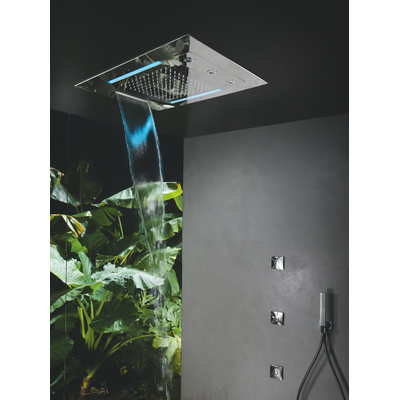 Hotbath Mate douche de tête encastrée 48x63cm rectangulaire avec cascade et éclairage LED twist chrome